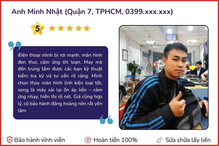 Đánh giá từ khách hàng khi thay màn hình Samsung A37 5G 