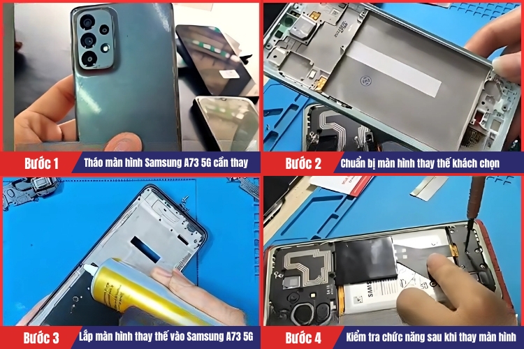 tiến hành thay màn hình Samsung A73 5G