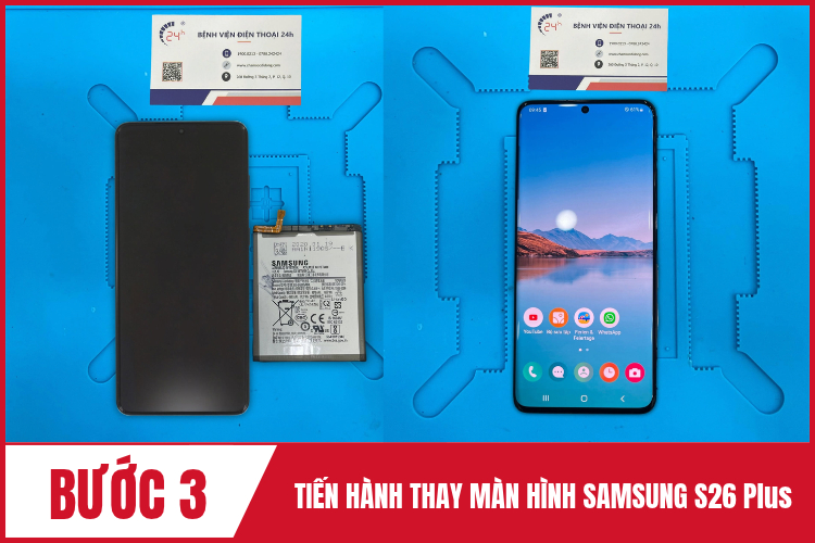 tiến hành thay màn hình samsung s26 plus