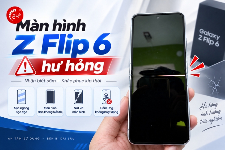 màn hình samsung z flip 6 bị hư