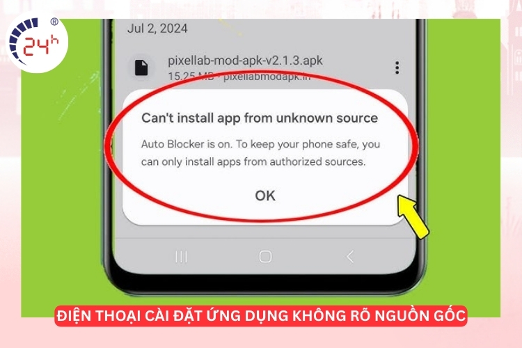 màn hình Samsung Galaxy Note 20 Ultra 5G cài đặt ứng dụng không rõ nguồn gốc