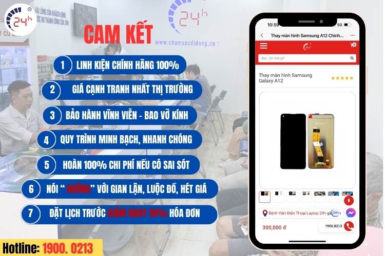 Cam kết tại Bệnh Viện Điện Thoại, Laptop 24h 