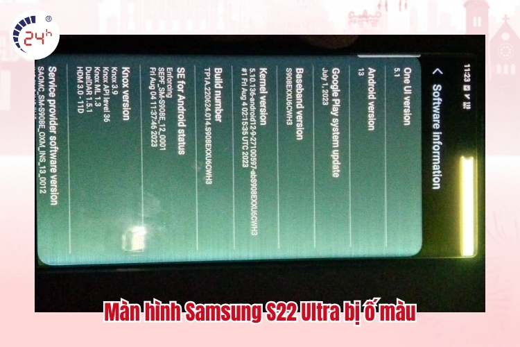 Màn hình Samsung S22 Ultra bị ố màu