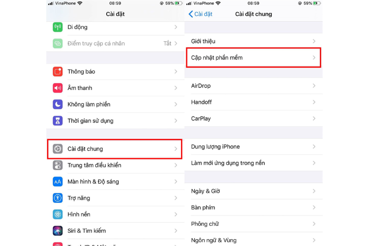Update iOS khi iPhone 13 Pro Max báo màn hình không chính hãng