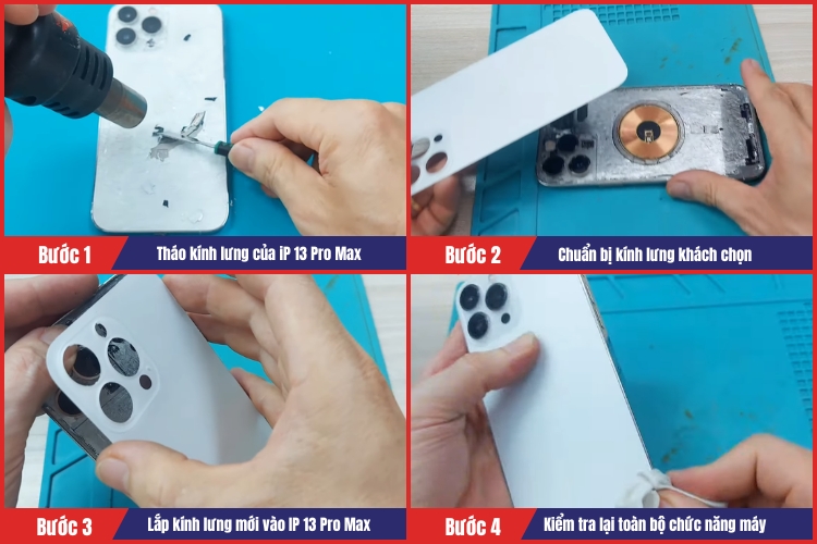 Tiến hành thay mặt kính sau iPhone 13 Pro Max 