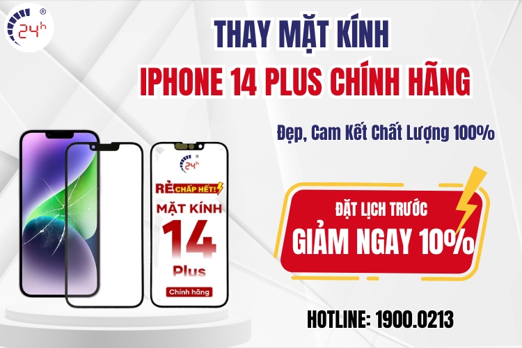 thay mặt kính iphone 14 plus chính hãng giá rẻ