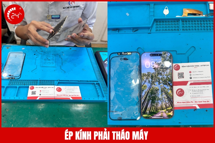 ép kính iphone phải tháo máy