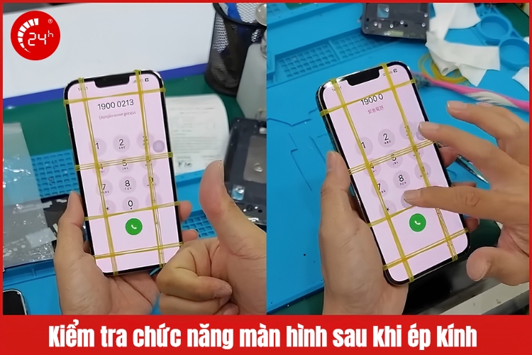 kiểm tra máy sau khi thay mặt kính