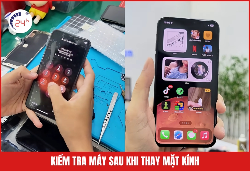 kiểm tra máy sau khi thay mặt kính