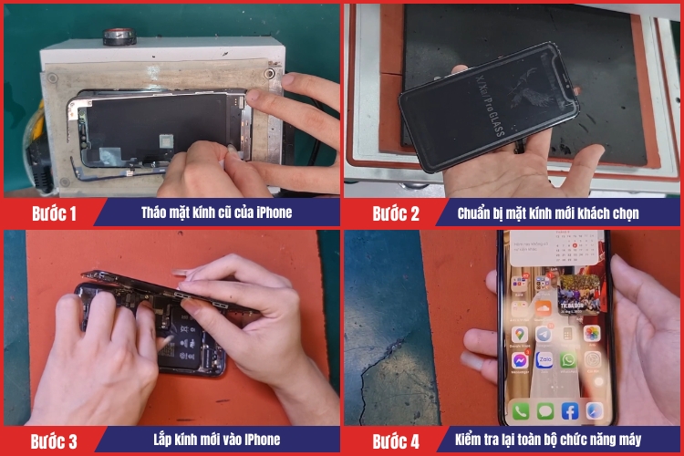 Tiến hành thay mặt kính iPhone cho khách hàng