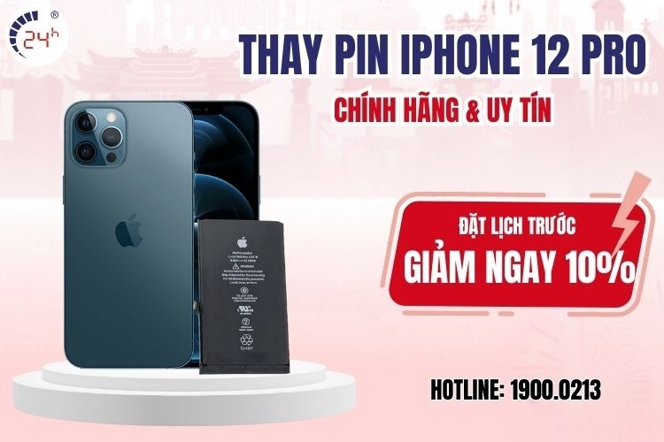 Thay pin iPhone 12 Pro chính hãng tại Bệnh Viện Điện Thoại, Laptop 24h