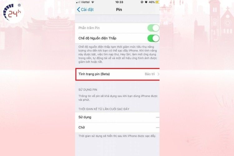 Thông báo bảo trì pin báo hiệu pin đã đến giới hạn tuổi thọ pin