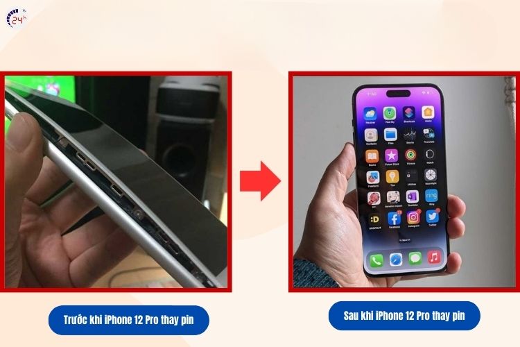 Trước và sau khi thay pin iPhone 12 Pro
