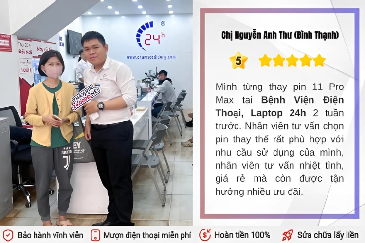 Đánh giá của khách hàng khi thay pin iPhone 11 Pro Max