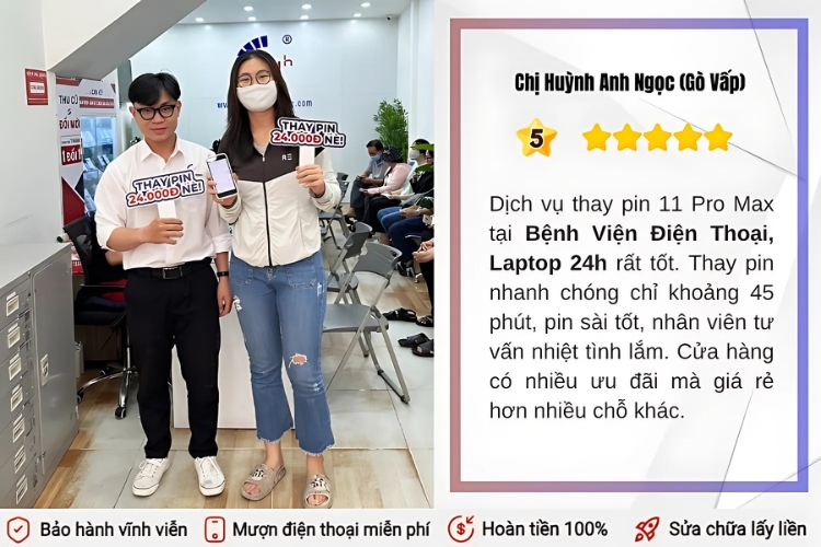 Đánh giá của khách hàng khi thay pin iPhone 11 Pro Max