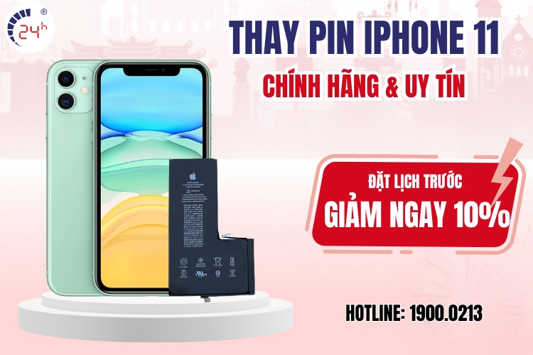 Thay pin iPhone 11 thường chính hãng 