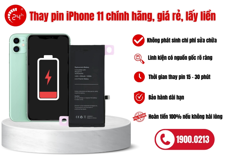 Thay pin iPhone 11 thường chính hãng