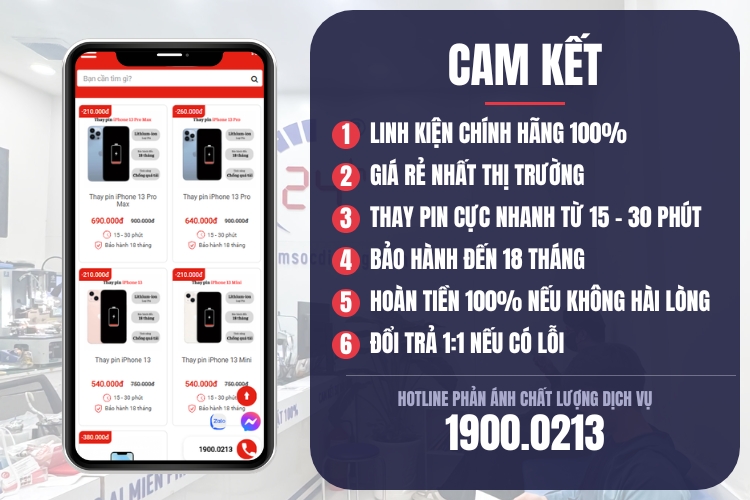 Cam kết thay pin iPhone 12 Mini