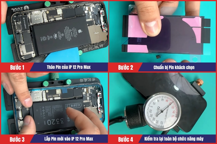 Nhân viên tiến hành thay Pin iPhone 12 Pro