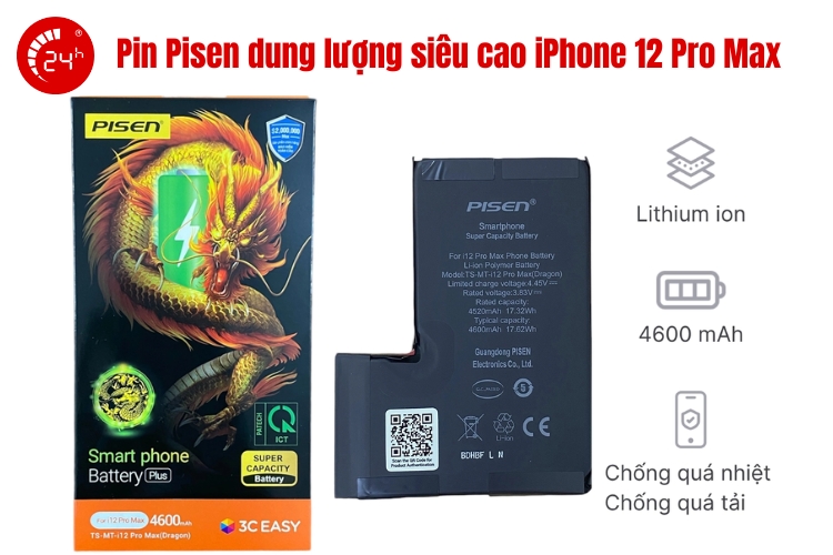 pin pisen dung lượng siêu cao iphone 12 pro max