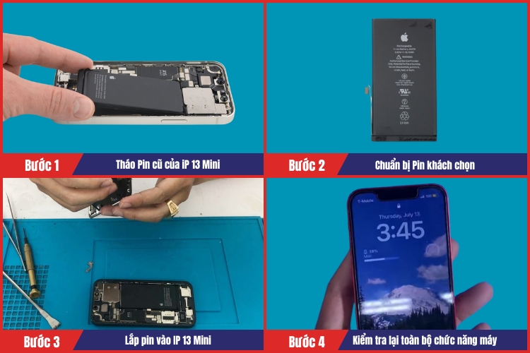 quy trình thay pin iphone 13 mini tại chamsocdidong.com