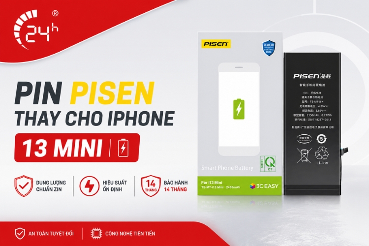 thay pin iphone 13 mini pisen
