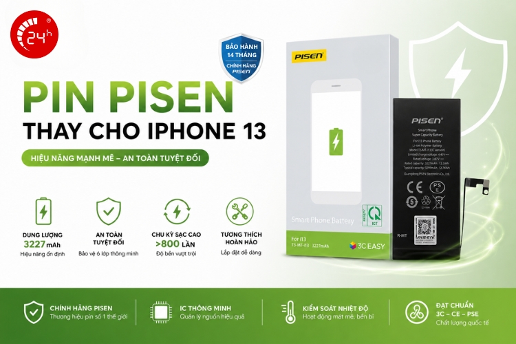thay pin iphone 13 pisen