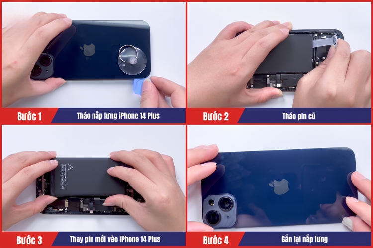 quy tr&igrave;nh thay pin iphone 14 plus