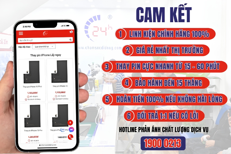 cam kết khi thay pin iphone tại Bệnh Viện Điện Thoại, Laptop 24h