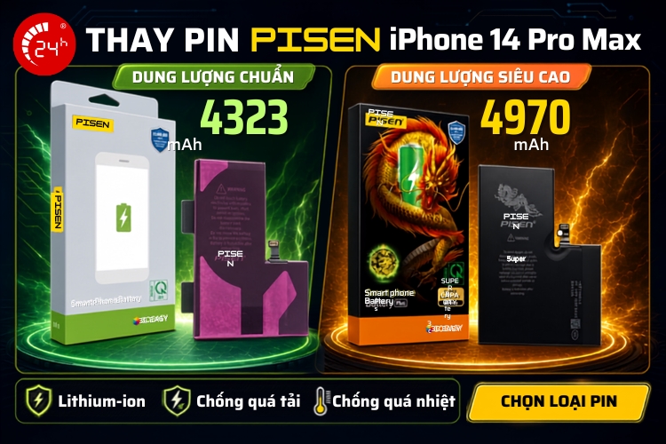 thay pin iphone 14 pro max chính hãng pisen