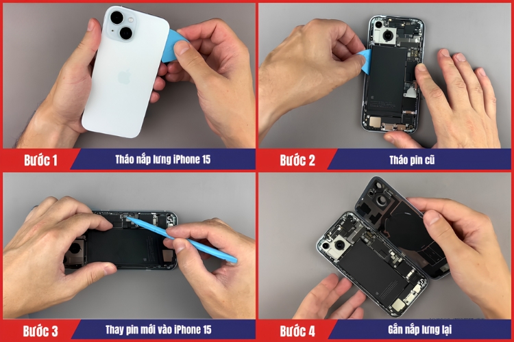 quy trình thay pin iphone 15 