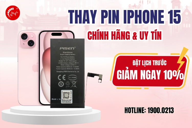 thay pin iphone 15 thường