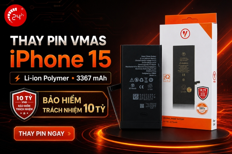 thay pin iphone 15 chính hãng vmas