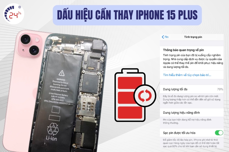 dấu hiệu cần thay pin iPhone 15 plus