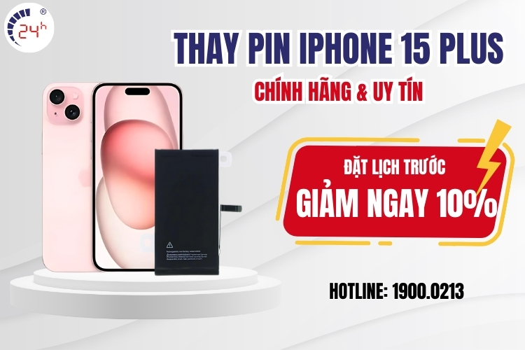 Thay pin iPhone 15 Plus chính hãng tại TPHCM