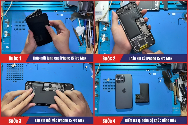 Tiến hành thay pin iPhone 15 pro max