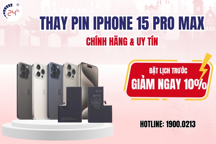 thay pin iphone 15 pro max chính hãng giá rẻ