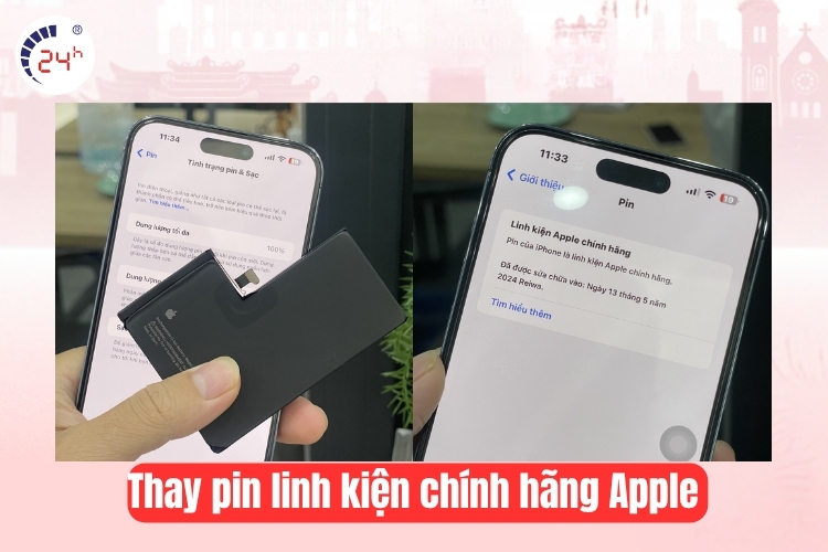 Thay pin linh kiện chính hãng Apple