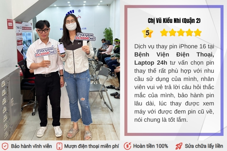 đánh giá của khách hàng sau khi thay pin