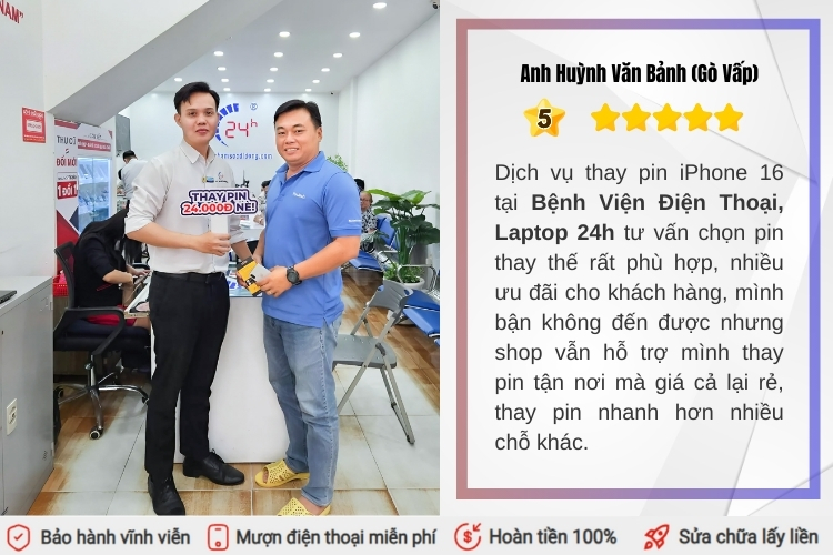 đánh giá khách hàng khi thay pin