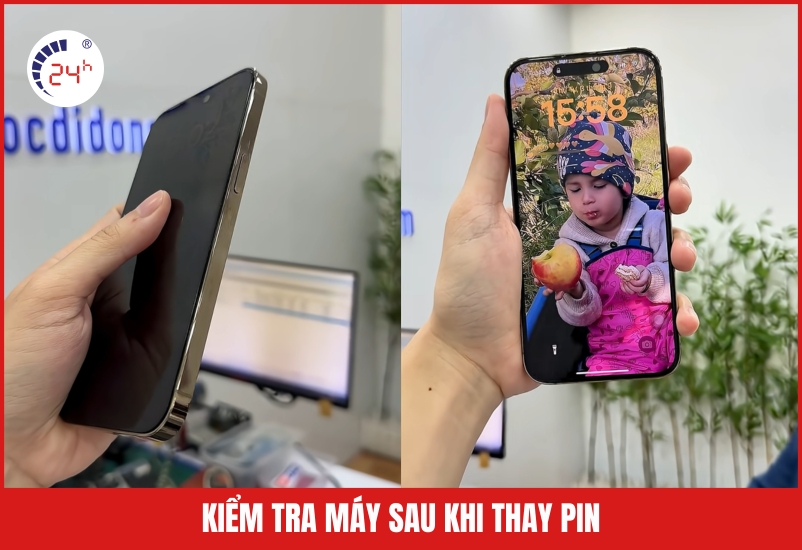 Kiêm tra máy sau khi thay pin iphone