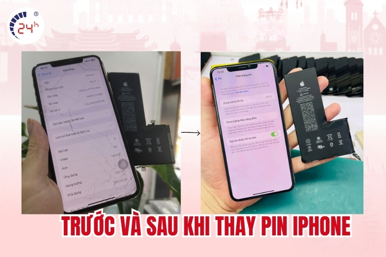 trước và sau khi thay pin iphone