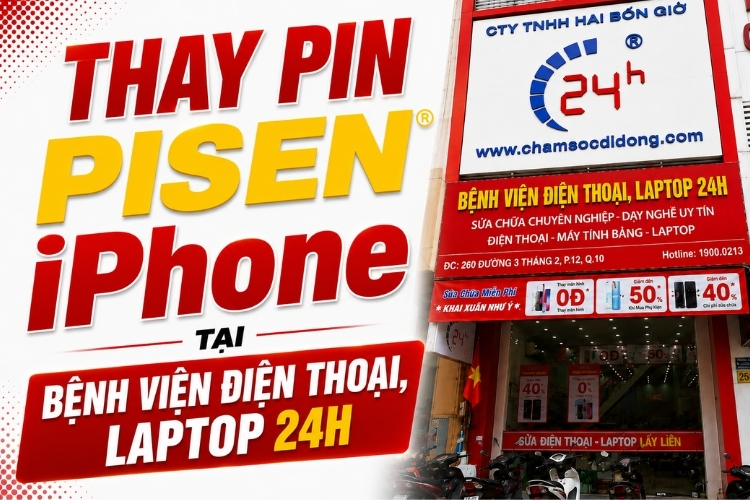 Thay pin Pisen iPhone tại Bệnh Viện Điện Thoại, Laptop 24h