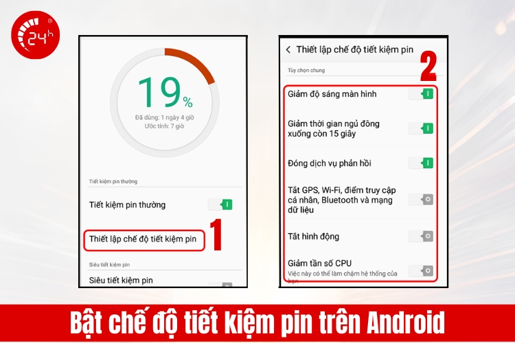 Bật chế độ tiết kiệm pin trân Android