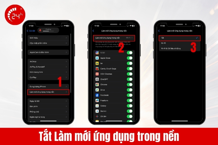Tắt làm mới ứng dụng trong nền iPhone