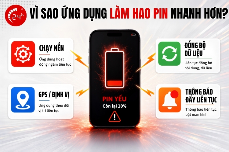 Vì sao ứng dụng làm hao pin điện thoại