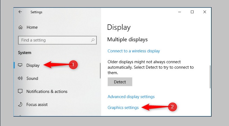 Nhấn chọn Graphics settings và chọn vào Desktop App hay Microsoft Store App