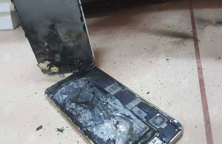 Hình ảnh chiếc iPhone 6s bị nứt vỏ và pin phát nổ