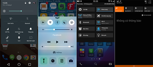 Khu vực thông báo So sanh giao dien android - ios - bb10 - wp 8.1 hinh 3