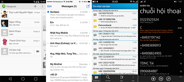 Phần tin nhắn So sanh giao dien android - ios - bb10 - wp 8.1 hinh 9